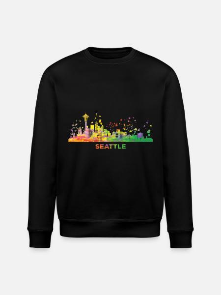 Seattleite Skyline Seattle - Stanley/Stella ROLLER Unisex Organic Sweatshirt - black