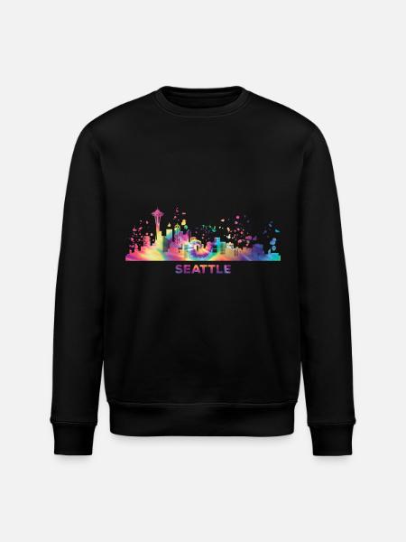 Seattleite Skyline Seattle - Stanley/Stella ROLLER Unisex Organic Sweatshirt - black