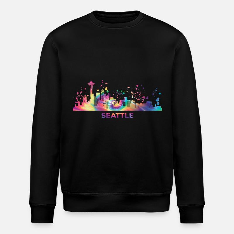 Seattleite Skyline Seattle - Stanley/Stella ROLLER Unisex Organic Sweatshirt - black