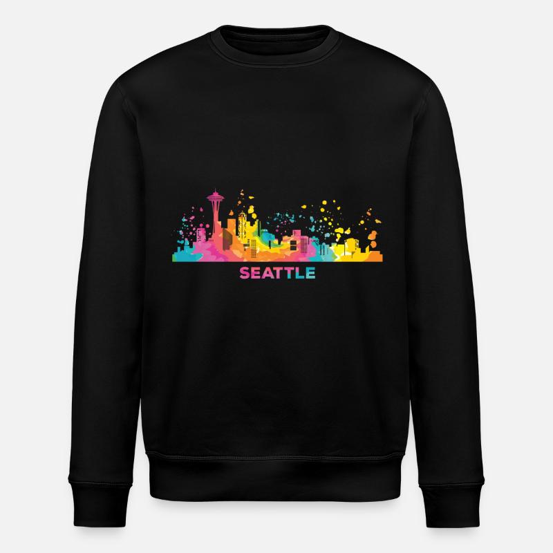 Seattleite Skyline Seattle - Stanley/Stella ROLLER Unisex Organic Sweatshirt - black