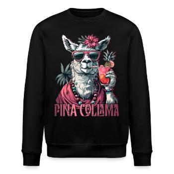 Lustiges Lama Alpaka Trinken Pina Colada - Stanley/Stella Unisex Bio-Sweatshirt ROLLER - Schwarz - Vorne - Nik (191cm)