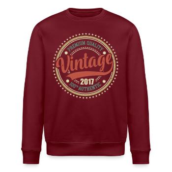 Vintage 2017 Retro Anniversary 2017 - Stanley/Stella ROLLER Unisex Organic Sweatshirt - burgundy - Front - Nik (191cm)