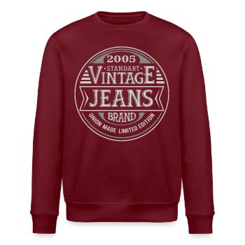 19-jähriges Jubiläum Vintage Made in 2005 Retro - Stanley/Stella Unisex Bio-Sweatshirt ROLLER - Burgunderrot - Vorne - Nik (191cm)
