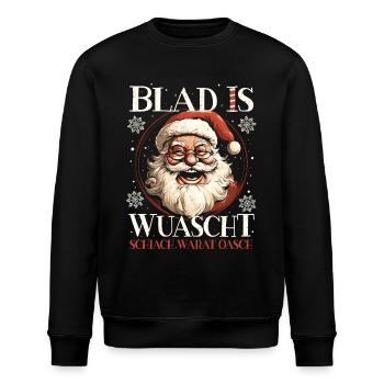 BLAD IS WUASCHT SCHIACH WARAT OASCH WEIHNACHTS - Stanley/Stella Unisex Bio-Sweatshirt ROLLER - Schwarz - Vorne - Nik (191cm)