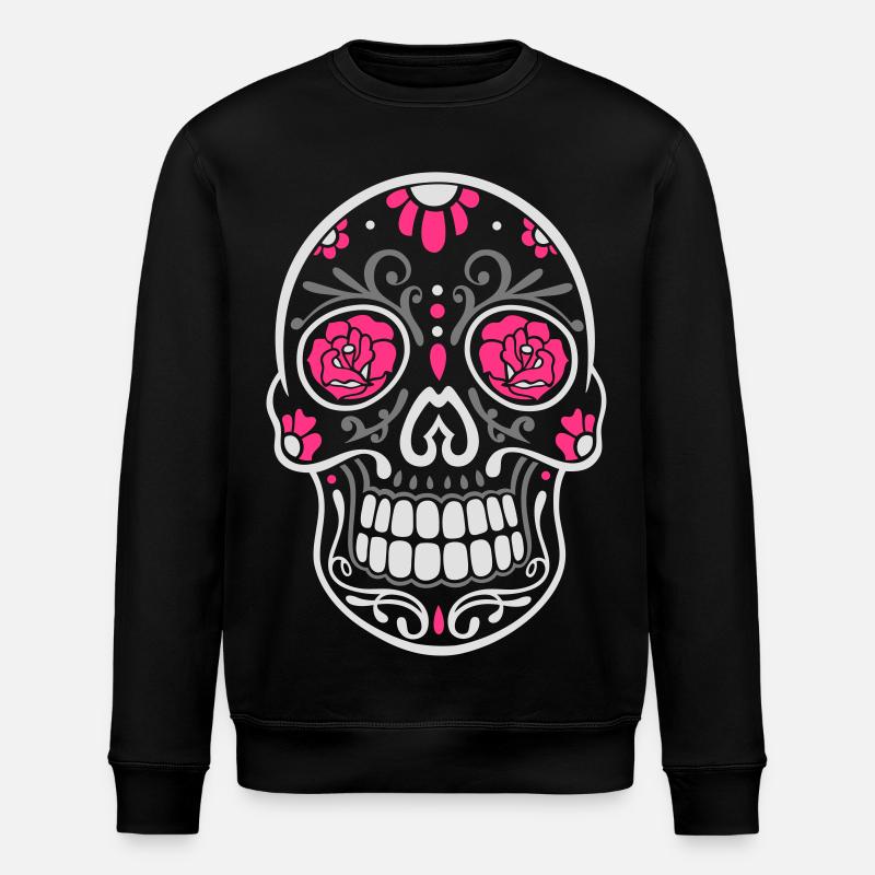 Totenkopf, Totenschädel, sugar skull - Stanley/Stella Unisex Bio-Sweatshirt ROLLER - Schwarz