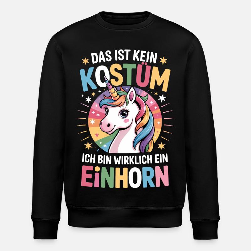 Einhorn Kostüm Fasching lustig Ich bin ein Einhorn - Stanley/Stella Unisex Bio-Sweatshirt ROLLER - Schwarz
