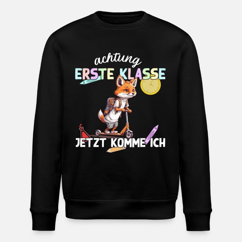 Fuchs Erstklässler Einschulung Schulstart Design - Stanley/Stella Unisex Bio-Sweatshirt ROLLER - Schwarz