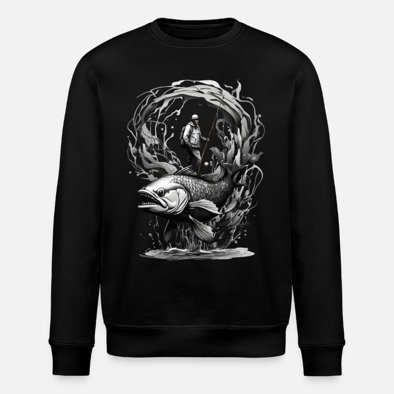 PÊCHE, PÊCHEUR, PÊCHEUR, PÊCHEUR - Sweat bio ROLLER Stanley/Stella Unisexe - noir