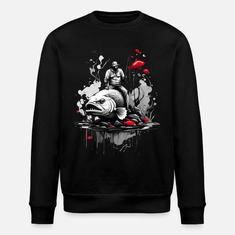 SURREAL ANGELN ANGLER - Stanley/Stella Unisex Bio-Sweatshirt ROLLER - Schwarz