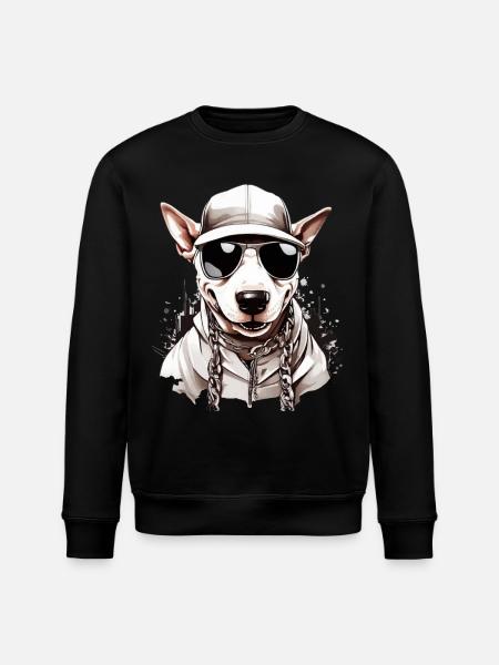 RAPPER COOL BULL TERRIER - Stanley/Stella ROLLER Unisex Organic Sweatshirt - black