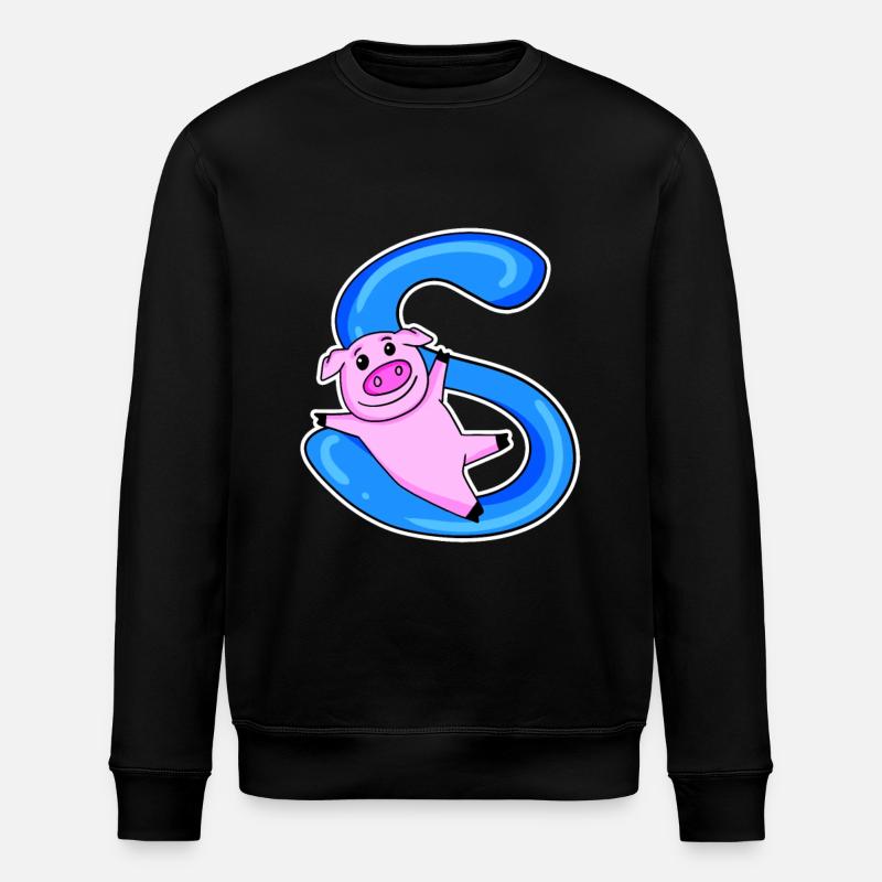 Cochon lettre S - Sweat bio ROLLER Stanley/Stella Unisexe - noir