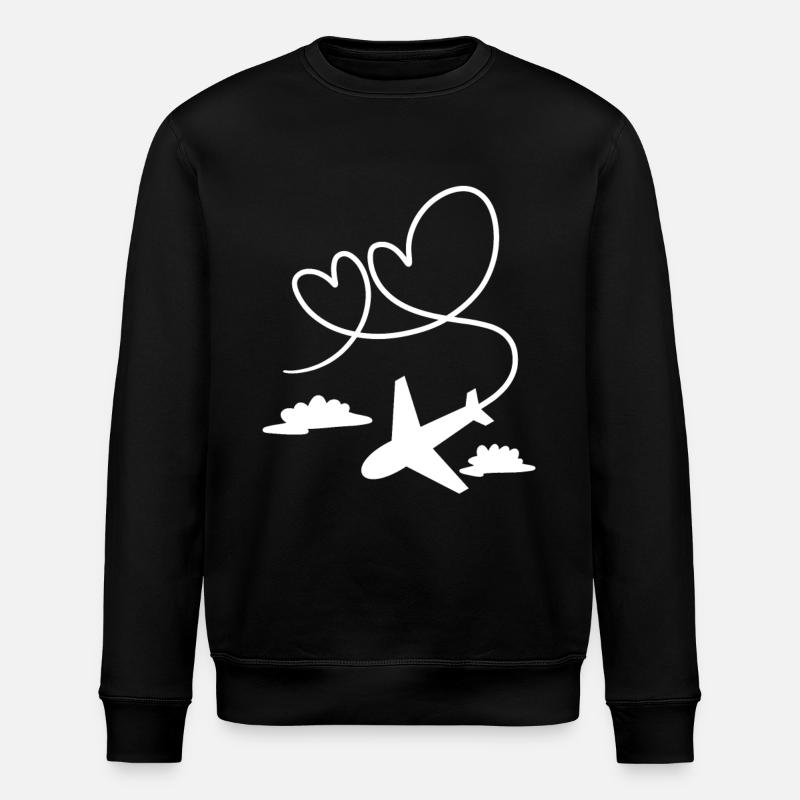 Airplane aviator with heart - Stanley/Stella ROLLER Unisex Organic Sweatshirt - black