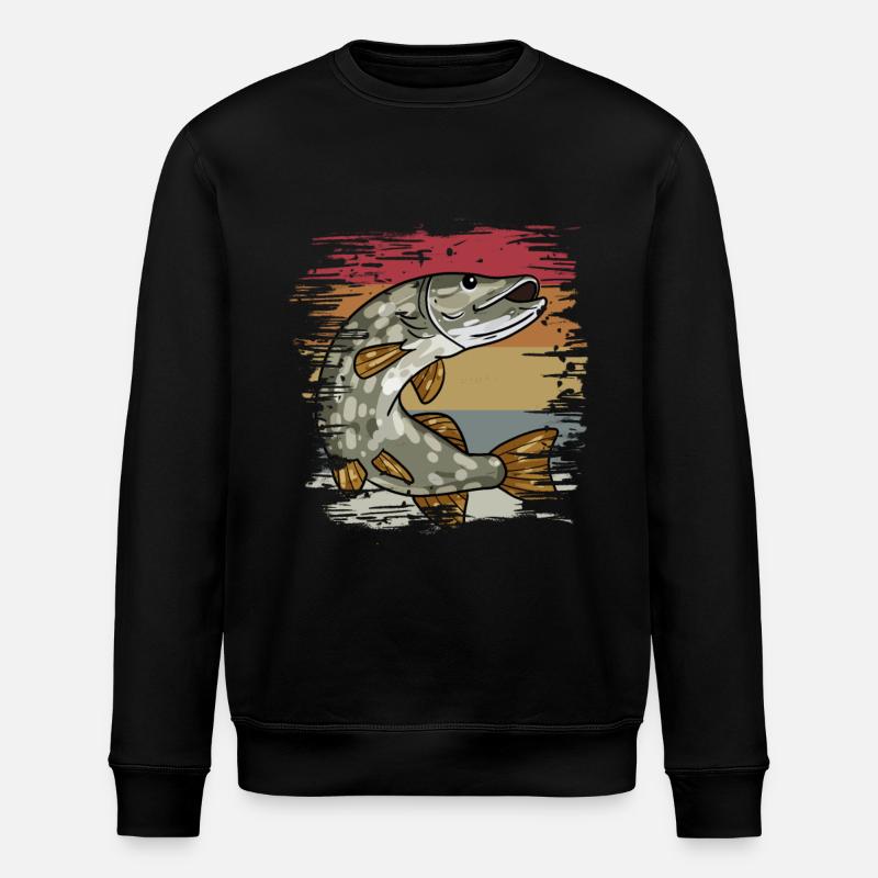Brochets de pêche rétro - Sweat bio ROLLER Stanley/Stella Unisexe - noir