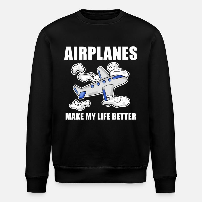 Flugzeug - Stanley/Stella Unisex Bio-Sweatshirt ROLLER - Schwarz
