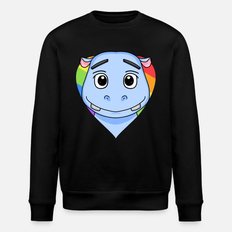LGBT Tier Nilpferd Regenbogen Herz - Stanley/Stella Unisex Bio-Sweatshirt ROLLER - Schwarz