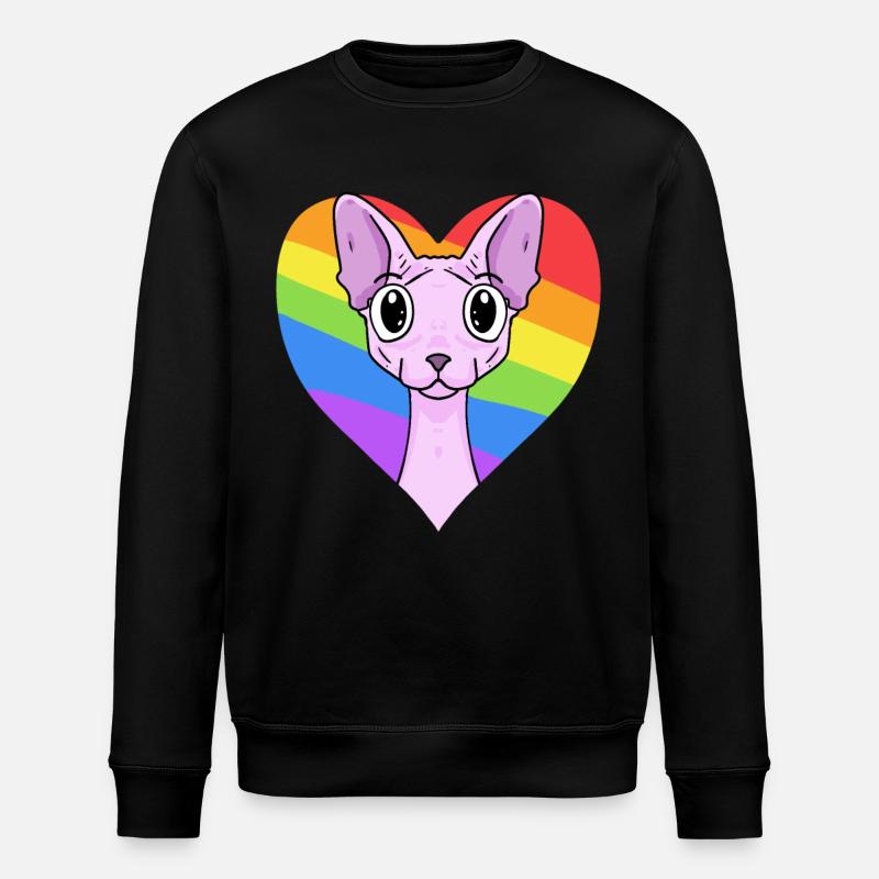 LGBT Cat Sphynx Rainbow - Stanley/Stella ROLLER Unisex Organic Sweatshirt - black