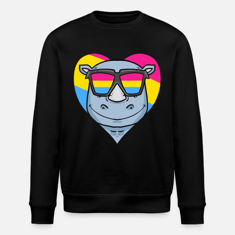 Pansexual Rhino Gift - Stanley/Stella ROLLER Unisex Organic Sweatshirt - black