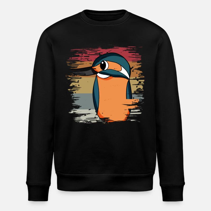 Eisvogel Blauer Vogel Retro - Stanley/Stella Unisex Bio-Sweatshirt ROLLER - Schwarz
