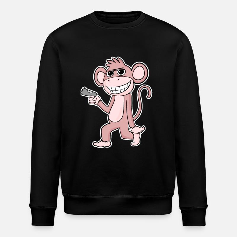 Singe avec pistolet - Sweat bio ROLLER Stanley/Stella Unisexe - noir
