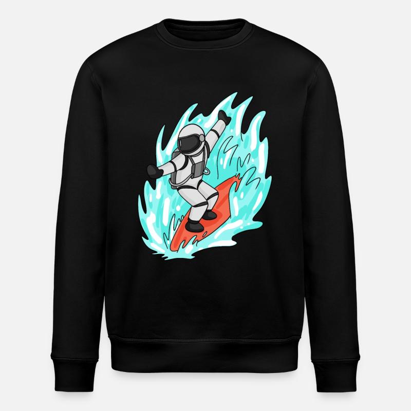 Astronaut surfing - Stanley/Stella ROLLER Unisex Organic Sweatshirt - black
