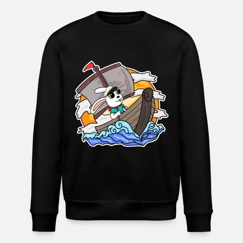 Rabbit Captain Boat - Stanley/Stella ROLLER Unisex Organic Sweatshirt - black