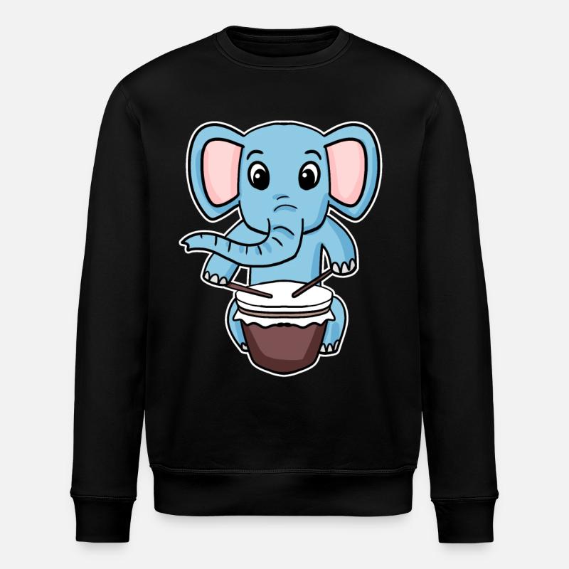 Elephant Drum Motif - Stanley/Stella ROLLER Unisex Organic Sweatshirt - black