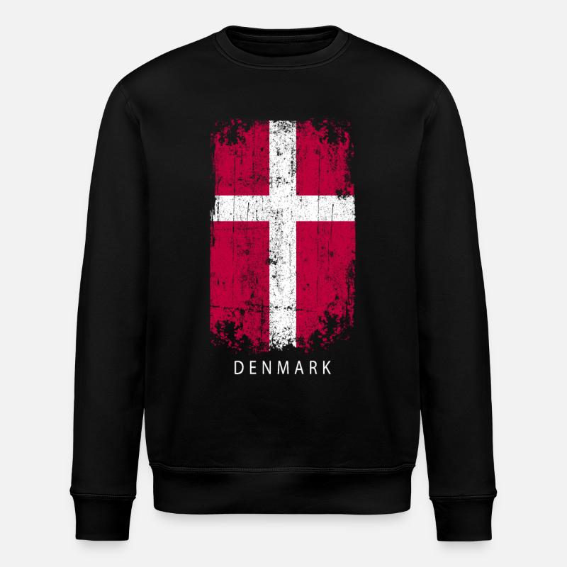 Souvenir med Danmarks flag - Stanley/Stella økologisk unisex-sweatshirt ROLLER - sort