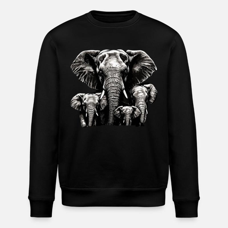 Elephant Daddy 3 children - Stanley/Stella ROLLER Unisex Organic Sweatshirt - black