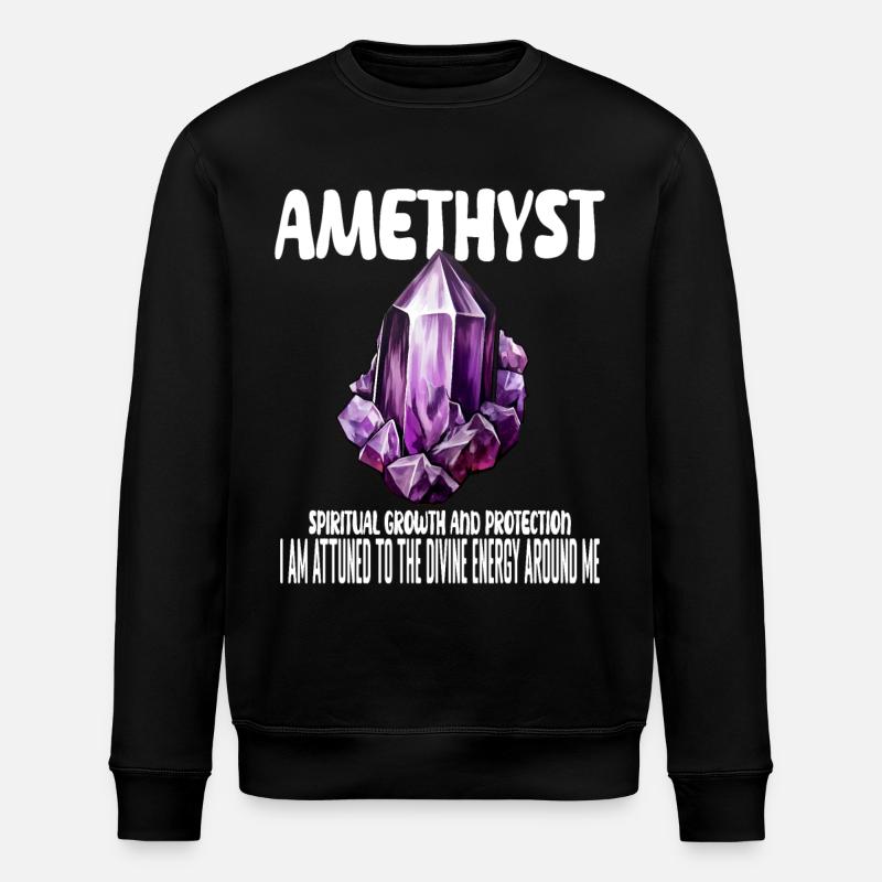 Amethyst Crystal - Stanley/Stella ROLLER Unisex Organic Sweatshirt - black