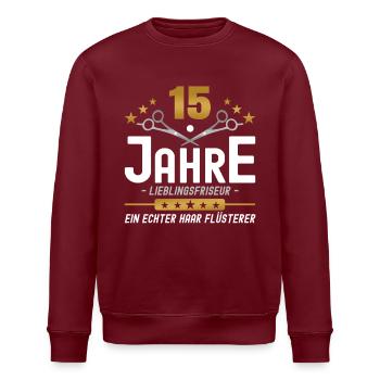 15 Jahre Jubiläum Friseur - Stanley/Stella Unisex Bio-Sweatshirt ROLLER - Burgunderrot - Vorne - Nik (191cm)
