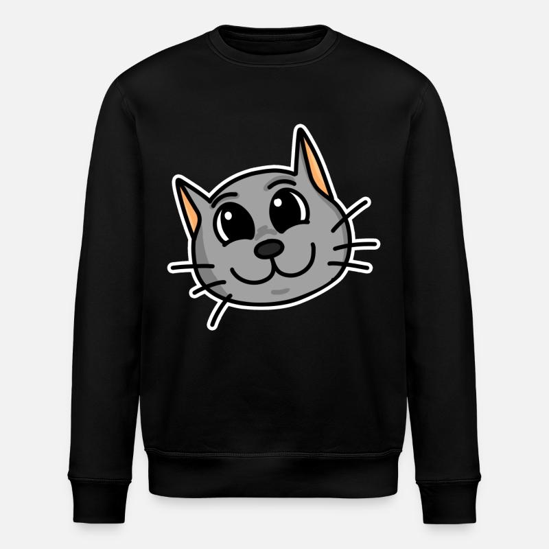 Cute cat head - Stanley/Stella ROLLER Unisex Organic Sweatshirt - black