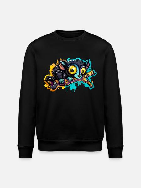 Black lemur - Stanley/Stella ROLLER Unisex Organic Sweatshirt - black