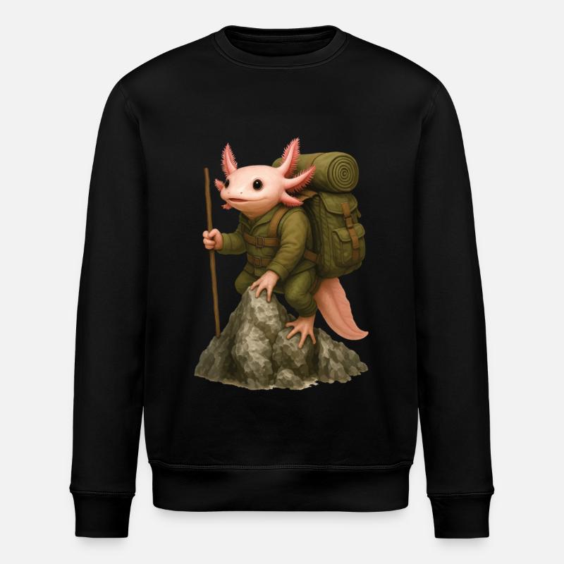 Axolotl Hiking - Stanley/Stella ROLLER Unisex Organic Sweatshirt - black