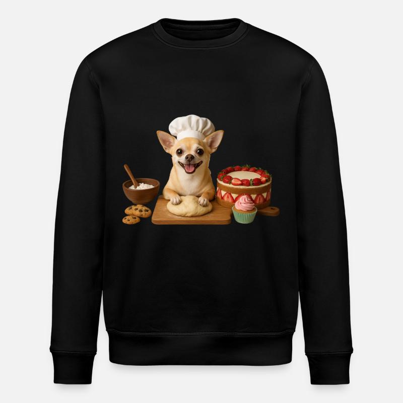 Chihuahua Baking Cake Cookies - Stanley/Stella ROLLER Unisex Organic Sweatshirt - black
