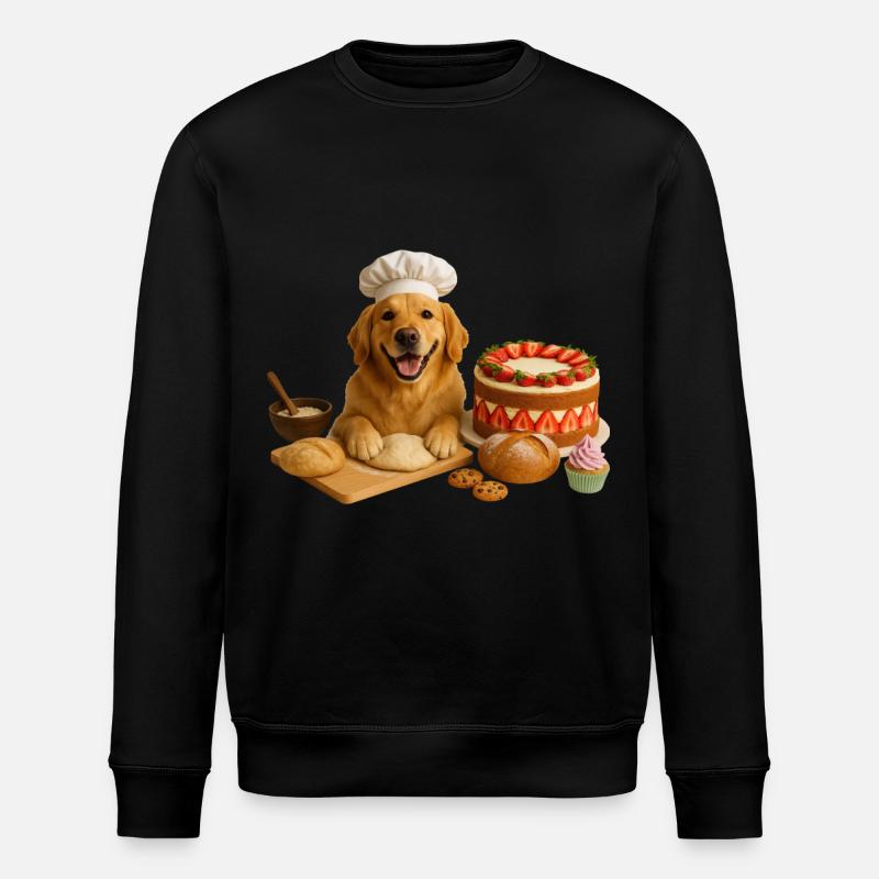 Golden Retriever Baking Cake Cookies - Stanley/Stella ROLLER Unisex Organic Sweatshirt - black