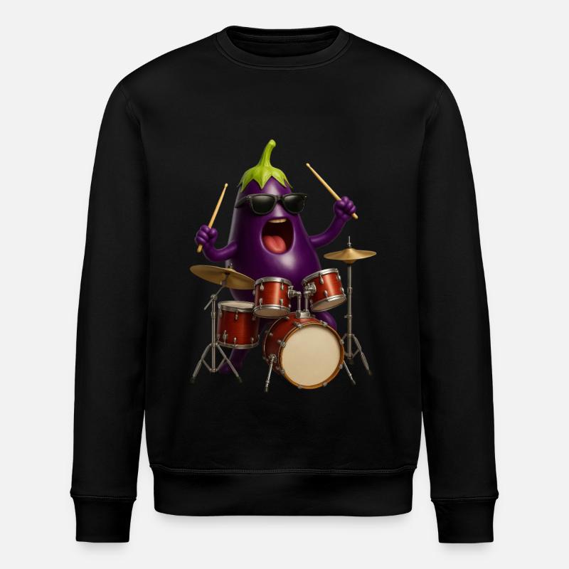 Eggplant Drums - Stanley/Stella ROLLER Unisex Organic Sweatshirt - black