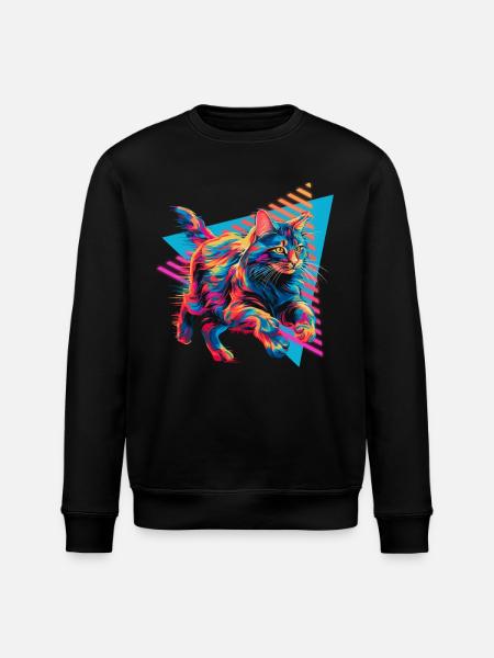Maine Coon 80s Style - Stanley/Stella ROLLER Unisex Organic Sweatshirt - black