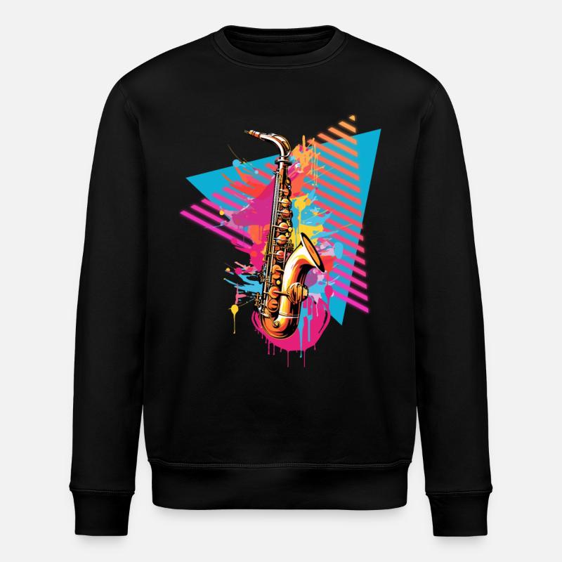 Saxophone 80s 90s - Sweat bio ROLLER Stanley/Stella Unisexe - noir