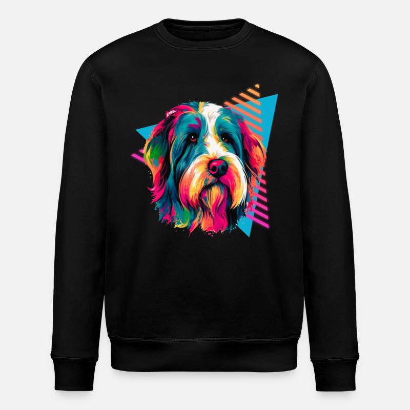 Bearded Collie 80s Style - Stanley/Stella ROLLER Unisex Organic Sweatshirt - black