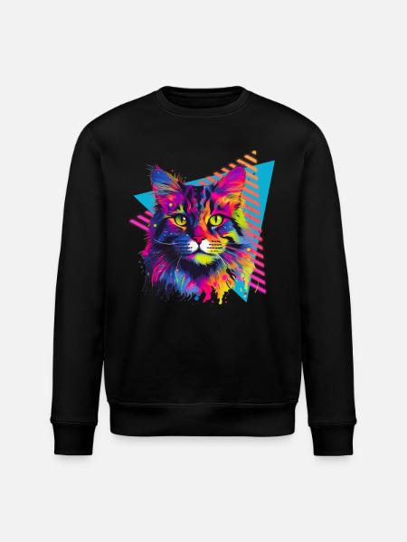 Maine Coon 80s Style - Stanley/Stella ROLLER Unisex Organic Sweatshirt - black