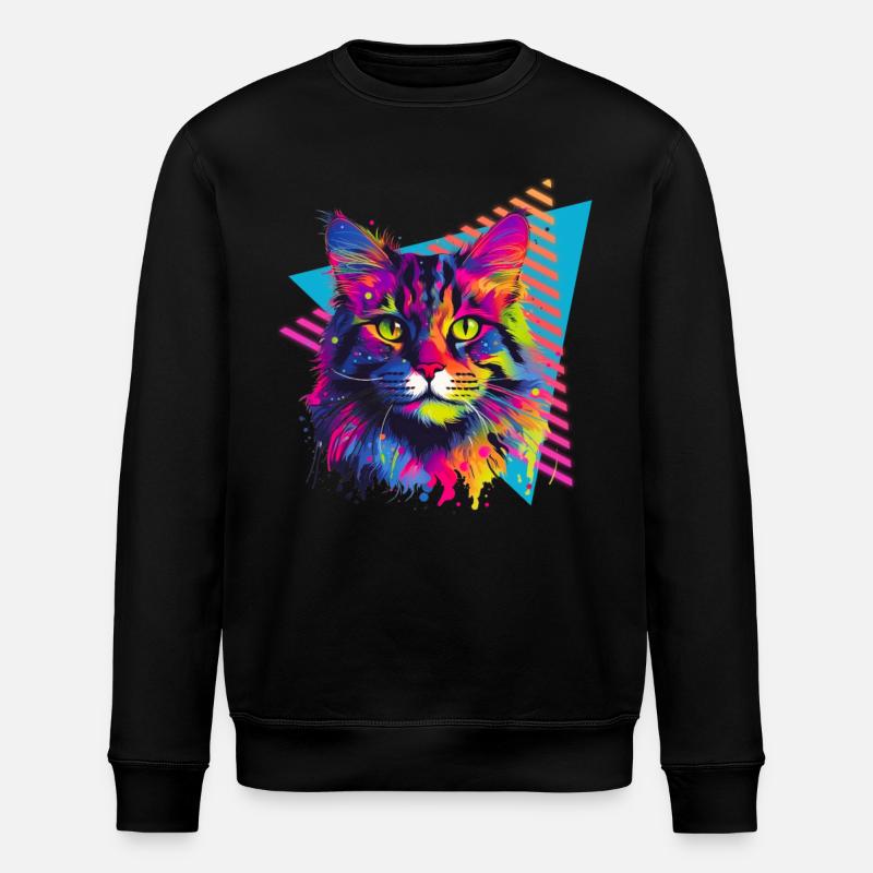Maine Coon 80s Style - Stanley/Stella ROLLER Unisex Organic Sweatshirt - black