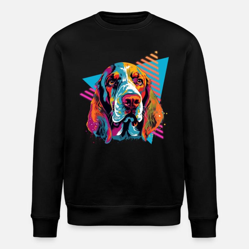 Basset Hound 80s Style - Sweat bio ROLLER Stanley/Stella Unisexe - noir