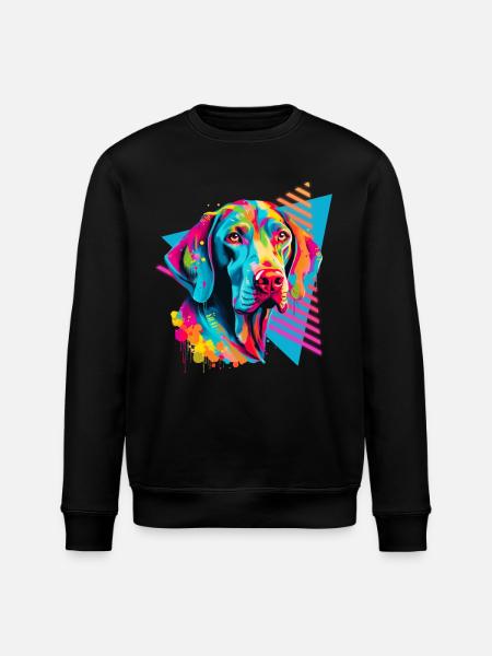 Weimaraner 80s style - Stanley/Stella ROLLER Unisex Organic Sweatshirt - black