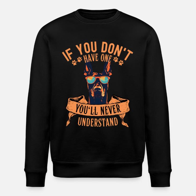 Doberman with sunglasses - Stanley/Stella ROLLER Unisex Organic Sweatshirt - black