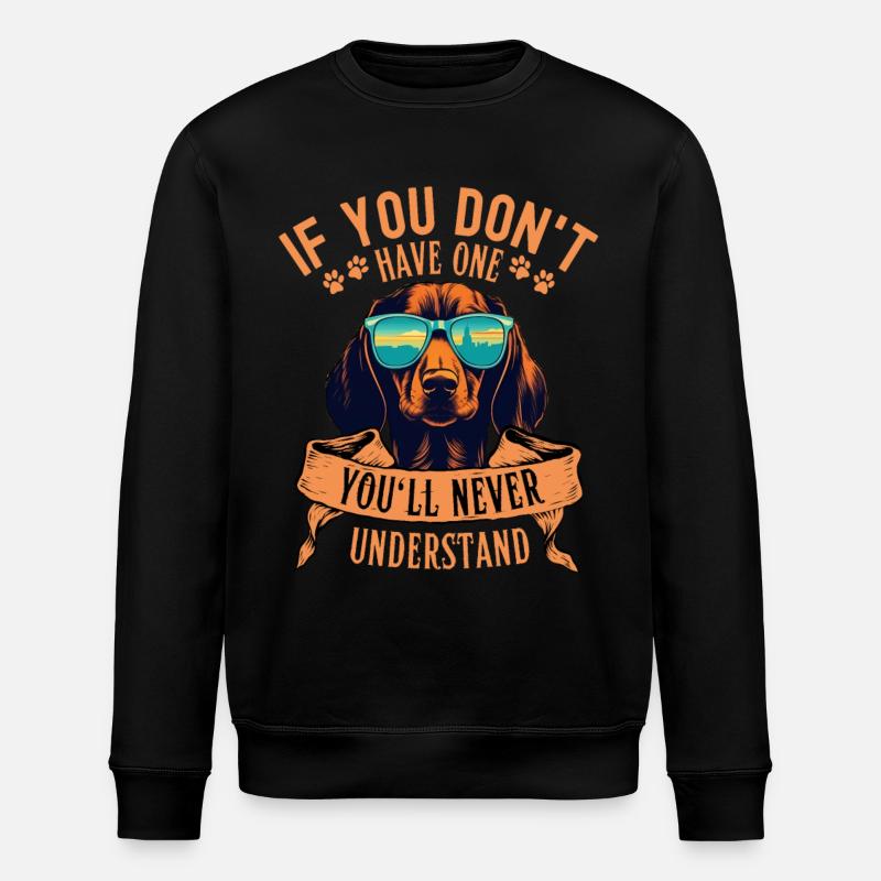 Dachshund with sunglasses - Stanley/Stella ROLLER Unisex Organic Sweatshirt - black
