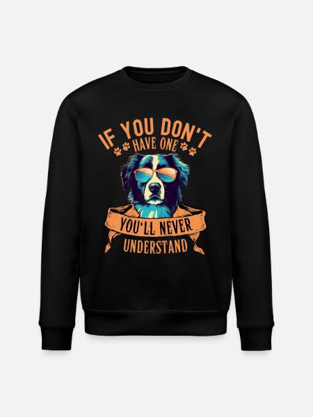 Border Collie with sunglasses - Stanley/Stella ROLLER Unisex Organic Sweatshirt - black