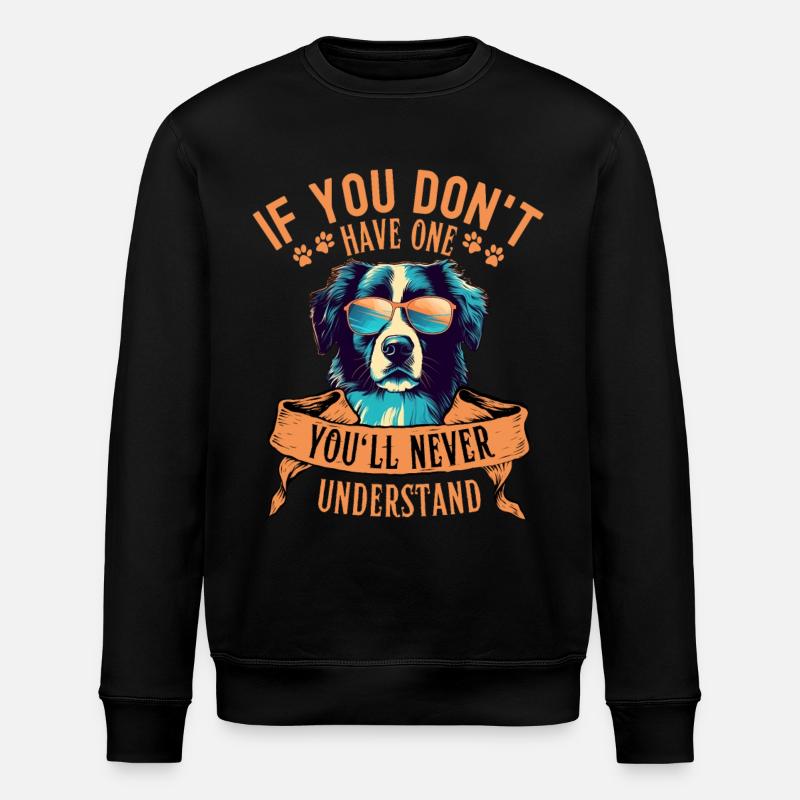 Border Collie mit sonnenbrille - Stanley/Stella Unisex Bio-Sweatshirt ROLLER - Schwarz