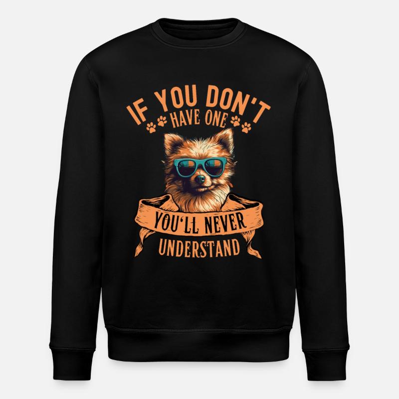 Zwergspitz mit sonnenbrille - Stanley/Stella Unisex Bio-Sweatshirt ROLLER - Schwarz
