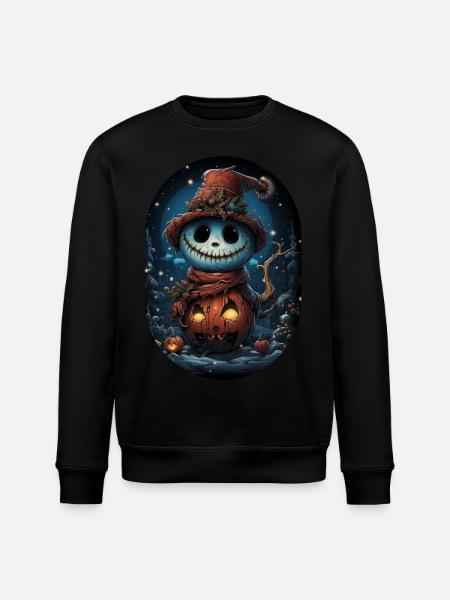 James the Friendly Halloween Snowman - Stanley/Stella ROLLER Unisex Organic Sweatshirt - black