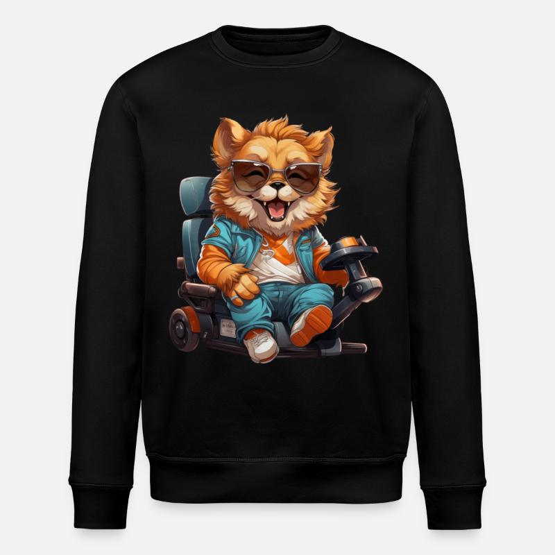 Patrick, le lion sauvage et de bonne humeur en fauteuil roulant. - Sweat bio ROLLER Stanley/Stella Unisexe - noir
